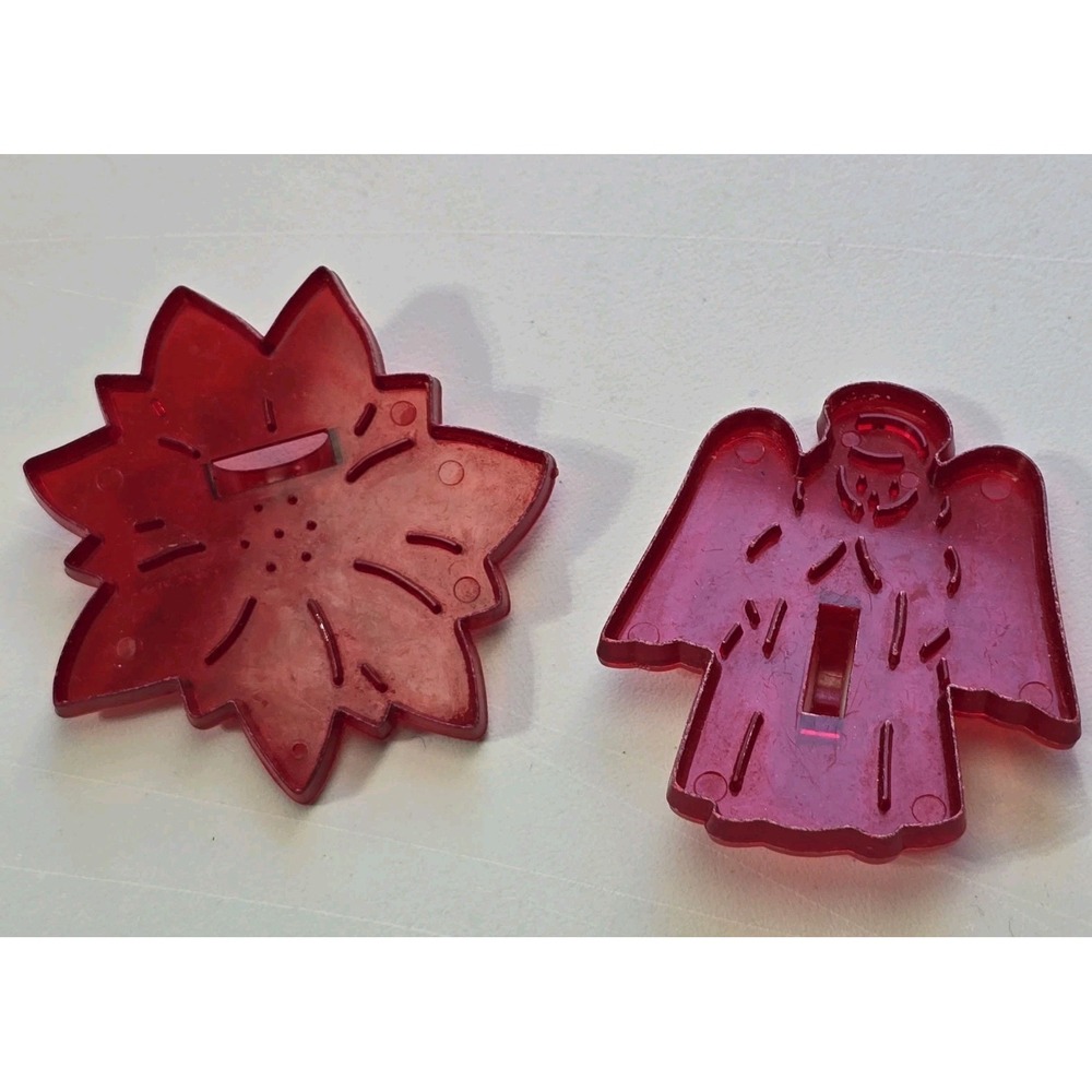 VTG HRM Angel Maple‎ Leaf Red Christmas Cookie Cutters Plastic Transparent